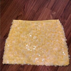 Zara Yellow Sequin Mini Skirt